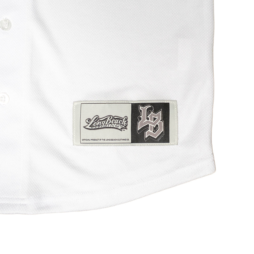 Long Beach Adult White Baseball Jersey