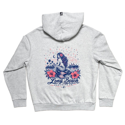 Long Beach Mermaid Women's Heather Grey Zip-Up Hoodie