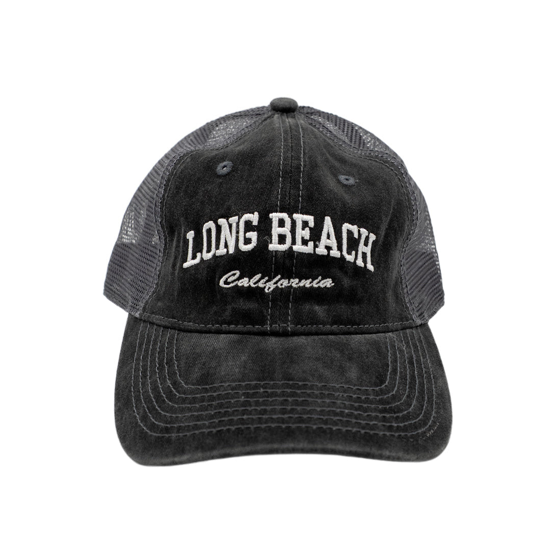 Long Beach Vintage Black Trucker Dad Hat