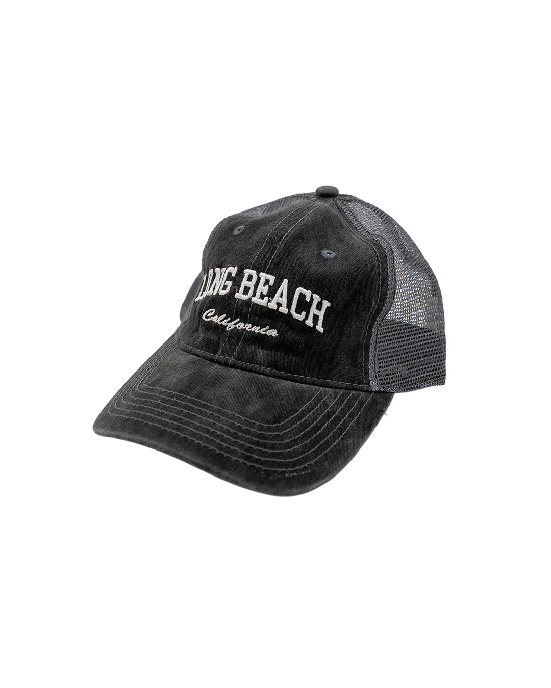 Long Beach Vintage Black Trucker Dad Hat