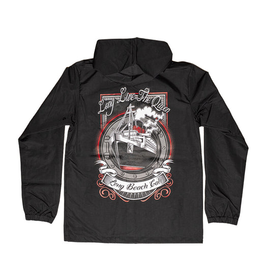 Long Live the Queen Men's Black Hooded Water Resistant Windbreaker