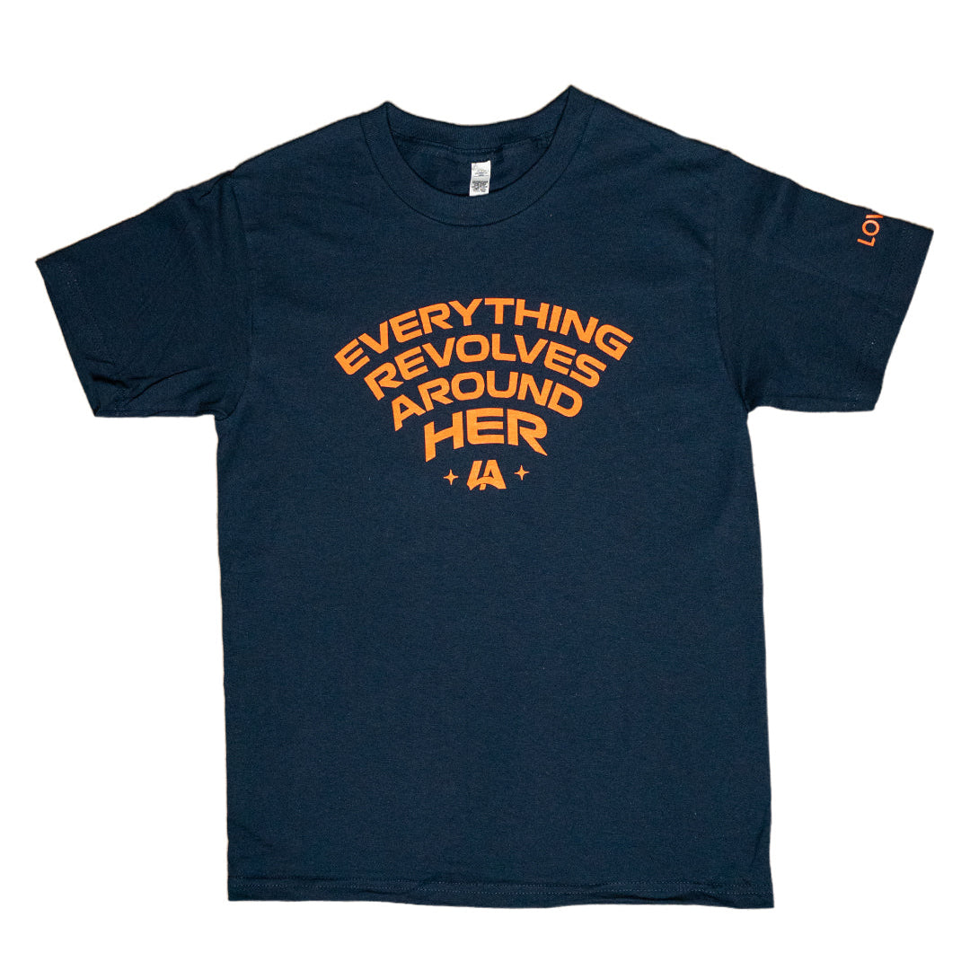 Los Angeles Orbit Adult "Everything Revolves Around Her" Navy T-Shirt
