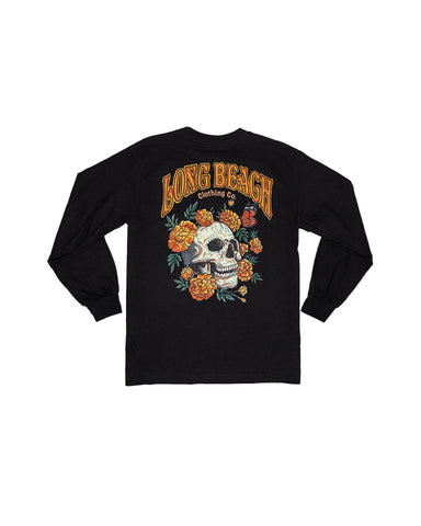 Marigold Skull Men's Black Long Sleeve