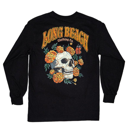 Marigold Skull Men's Black Long Sleeve