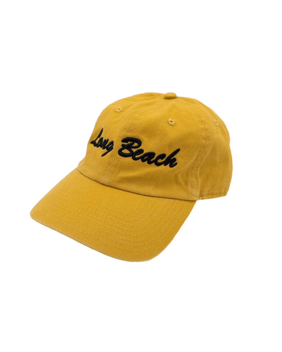 Cursive Long Beach Mustard Unstructured Dad Hat