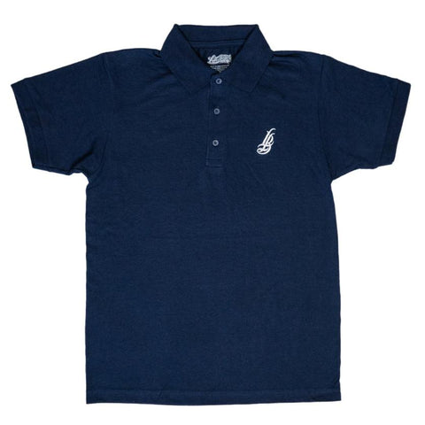 Cursive LB Navy Men's Jersey Polo Shirt