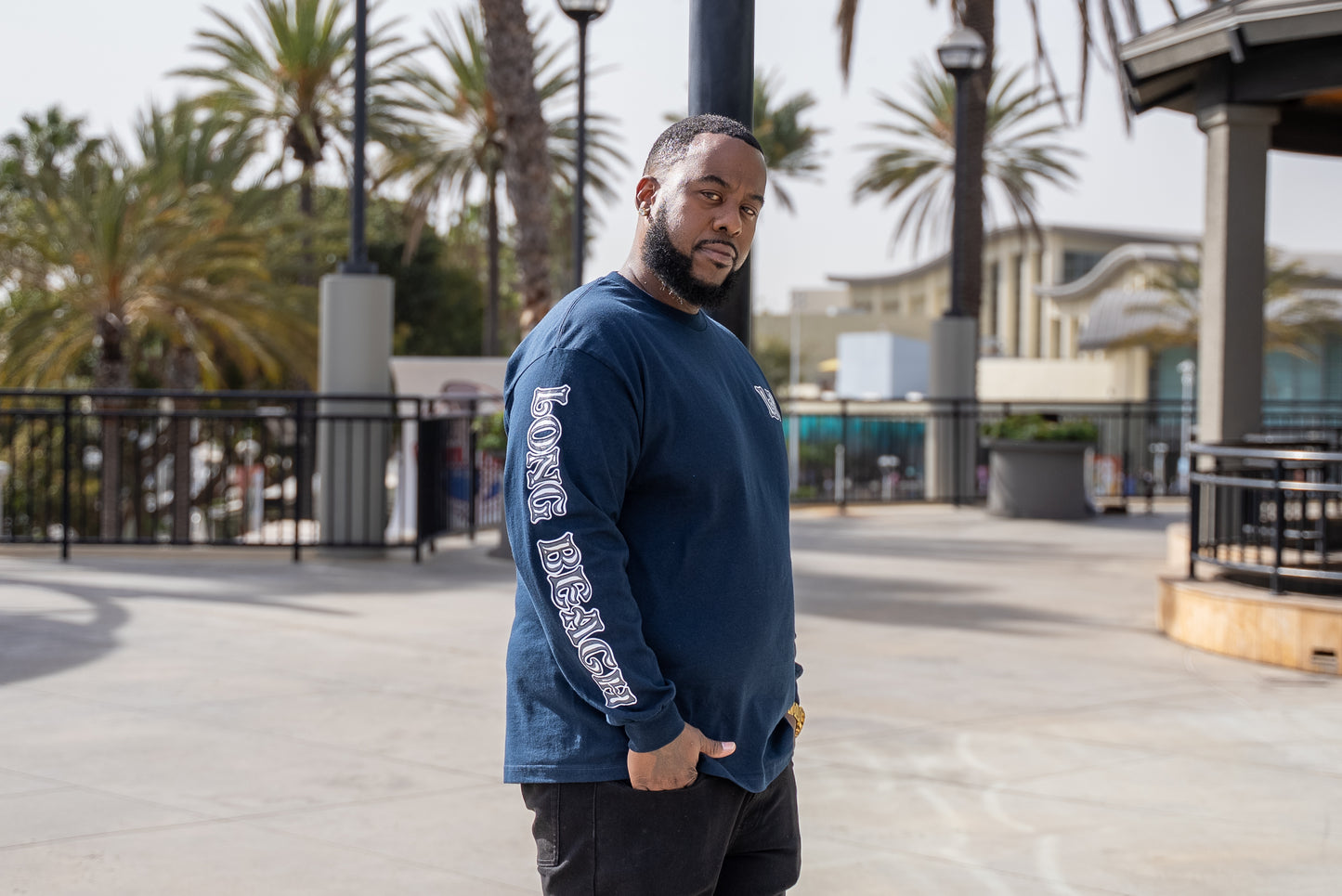 Long Beach Men's Navy Long Sleeve T-Shirt