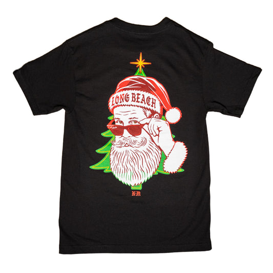 Never Made X LB Clothing Co X f/8 Studios- Santa Tree Men's Black T-Shirt