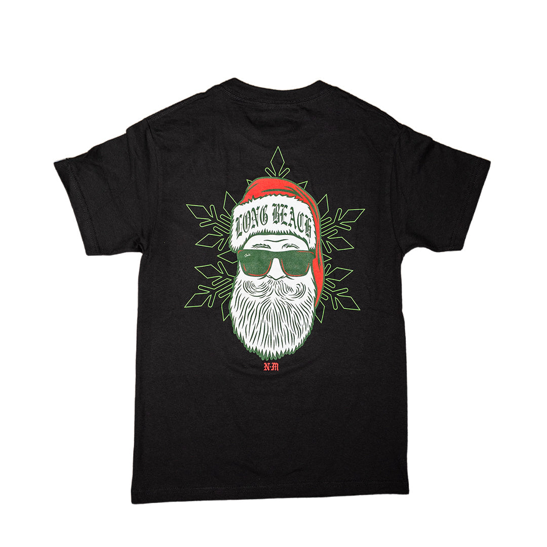 Never Made X Long Beach Clothing Co X f/8 Studios- Santa Men's Black T-Shirt