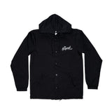 Oil Logo Men's Black Hooded Water Resistant Windbreaker