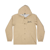 Oil Logo Men's Sand Hooded Water Resistant Windbreaker