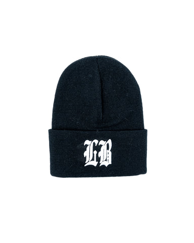 Old English LB Long Black Beanie