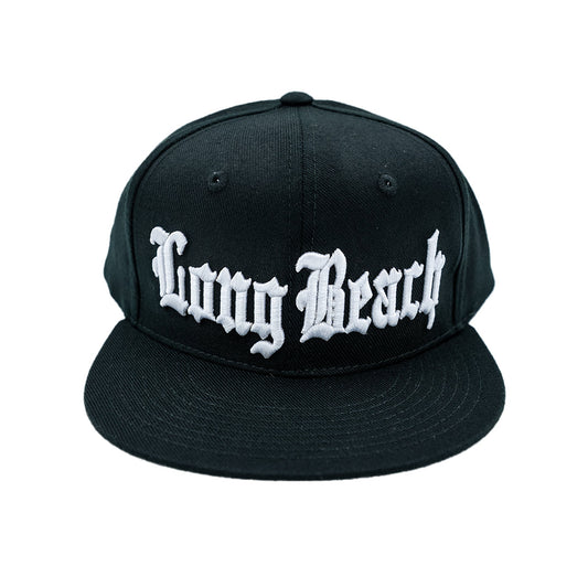 Old English Long Beach Black Snapback