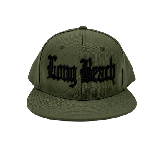 Old English Long Beach Military Green Snapback