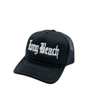 Old English White on Black Youth Foam Front Trucker Hat