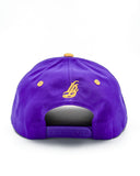 Cursive LB Purple and Gold Baseball Snapback