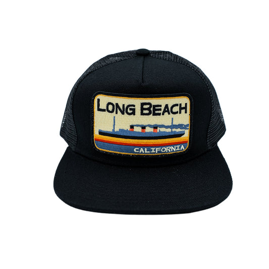 Long Beach Pocket QUEEN MARY Black Trucker Hat