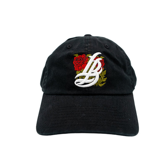 Roses Cursive LB Black Unstructured Dad Hat