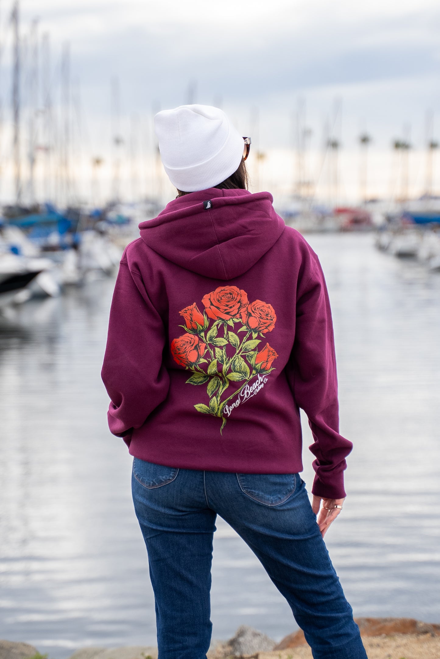 Roses Women's Maroon Zip Up Hoodie