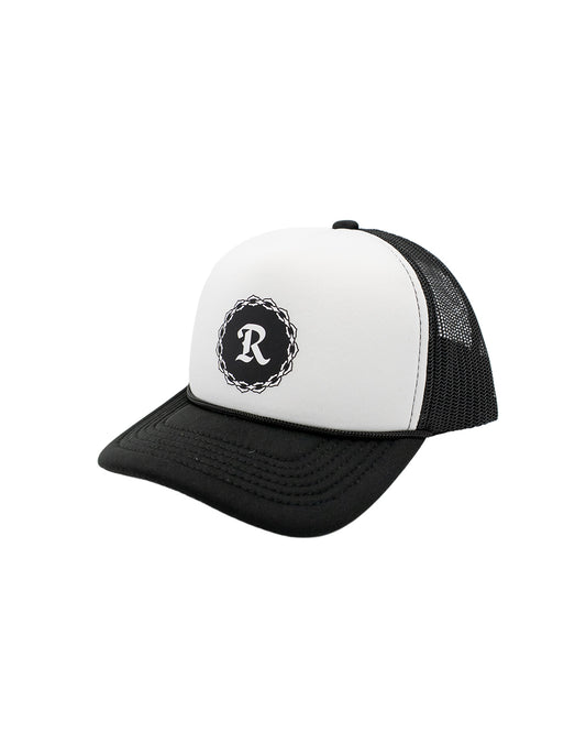 Kids "R" Patch Black & White Foam Trucker Hat- Long Beach Coast