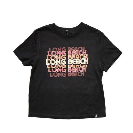 Retro Long Beach Women's Black Boxy T-Shirt