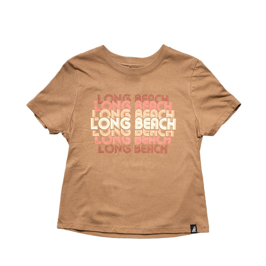 Retro Long Beach Women's Vintage Brown Boxy T-Shirt