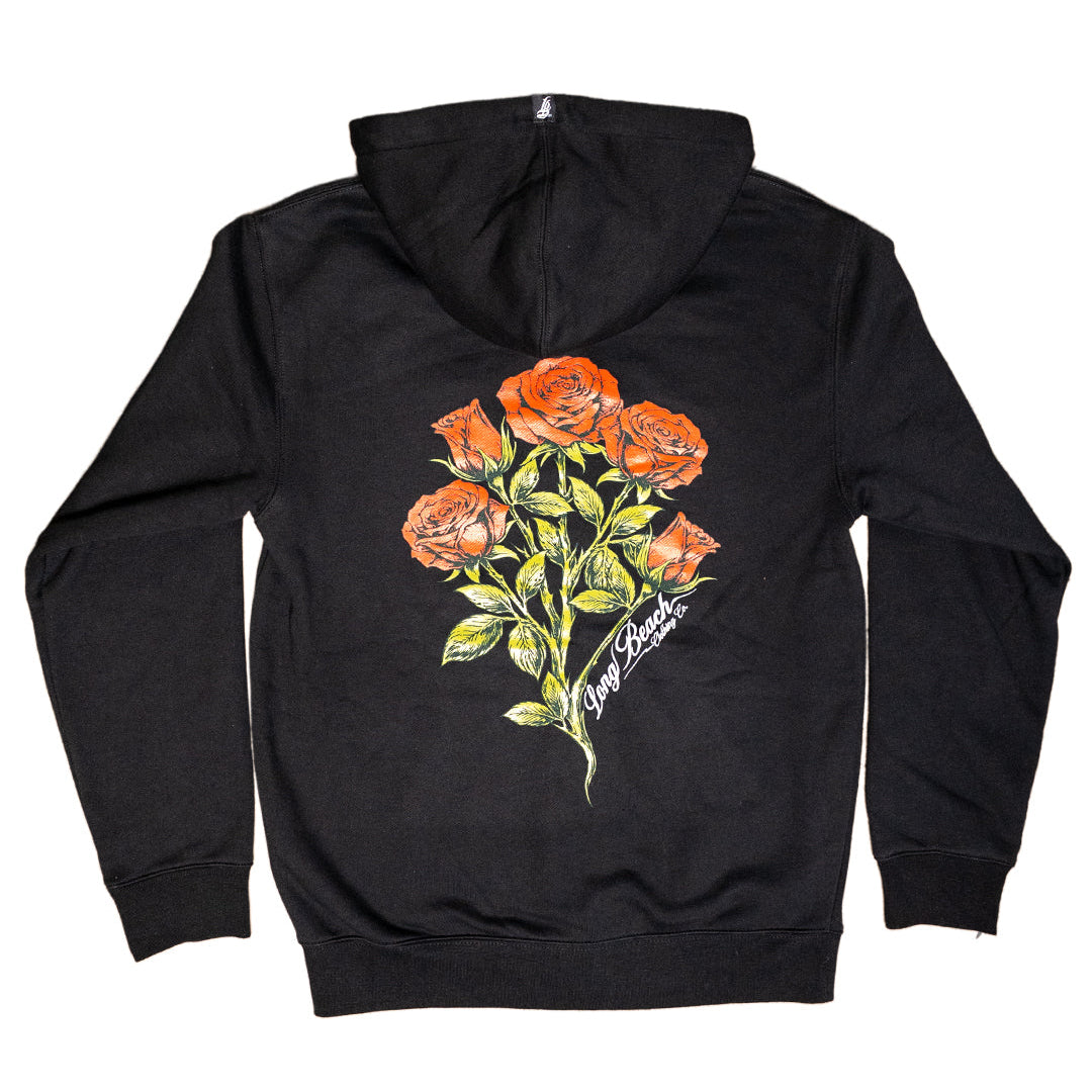 Roses Women's Black Zip Up Hoodie