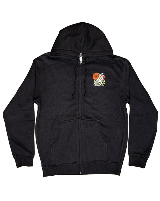 Roses Women's Black Zip Up Hoodie