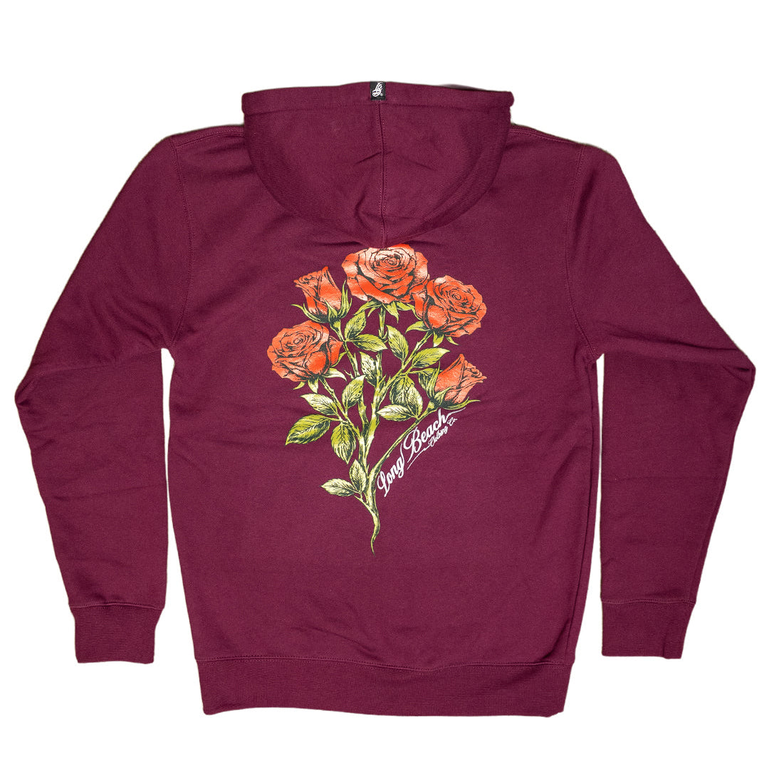 Roses Women's Maroon Zip Up Hoodie