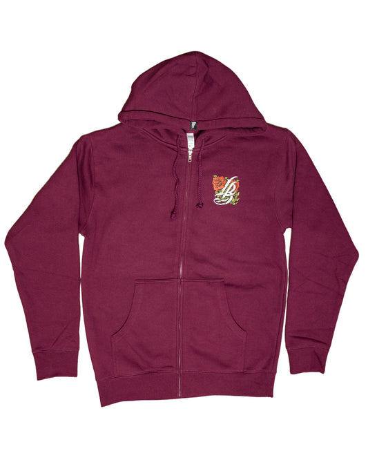 Roses Women's Maroon Zip Up Hoodie