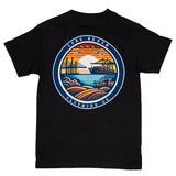 Long Beach Sunset Port Men's Black T-Shirt