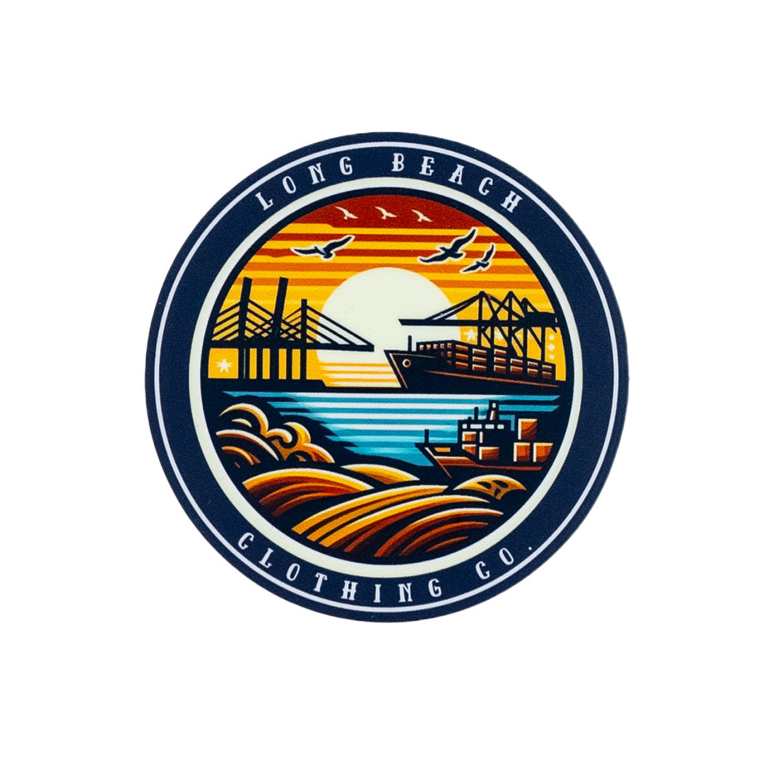 Long Beach Sunset Port Sticker – Long Beach Clothing Co.