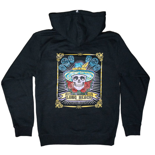 Sombrero Skull Men's Black Zip Up Hoodie