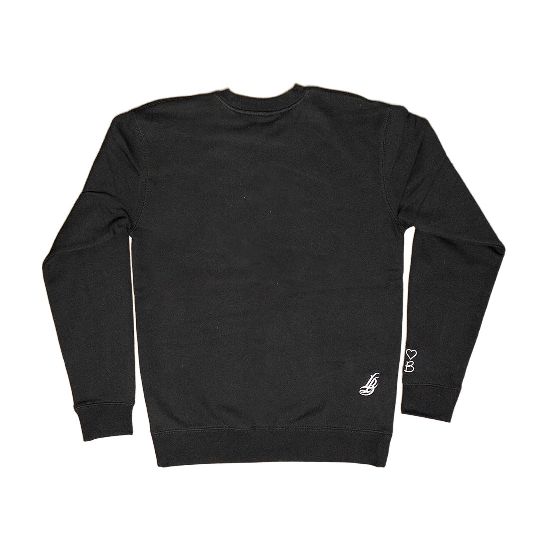 I Heart LB Embroidered Women's Oversized Black Crewneck Sweater – Long ...