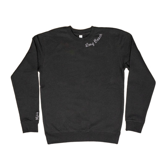 I Heart LB Embroidered Women's Oversized Black Crewneck Sweater