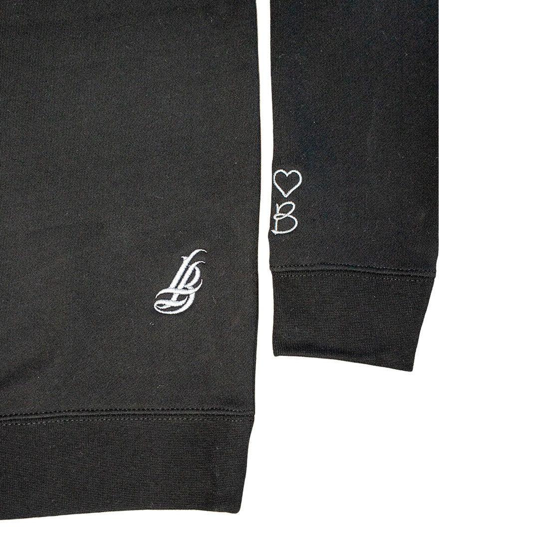 I Heart LB Embroidered Women's Oversized Black Crewneck Sweater