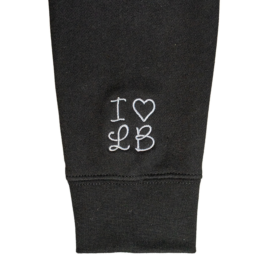 I Heart LB Embroidered Women's Oversized Black Crewneck Sweater