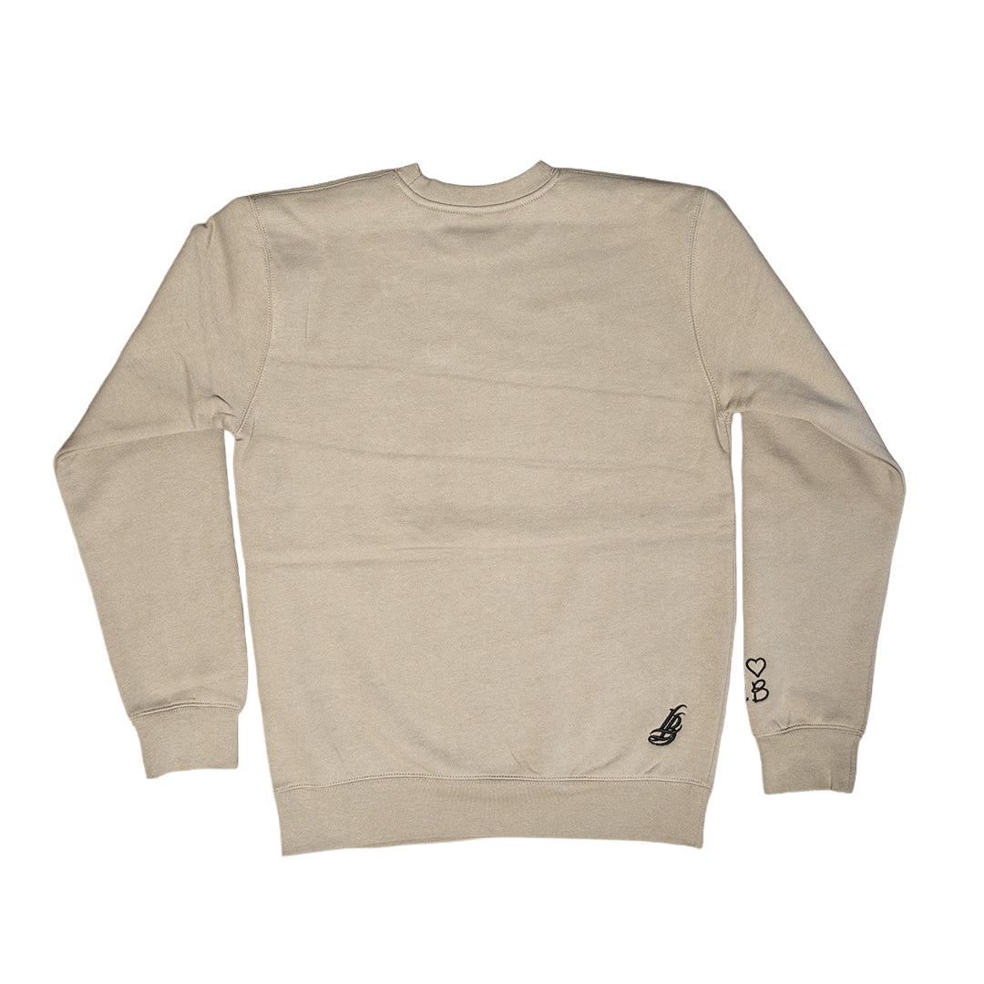 I Heart LB Embroidered Women's Oversized Cement Crewneck Sweater