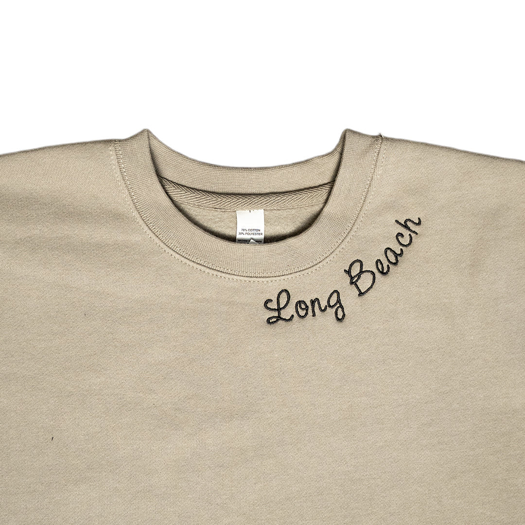 I Heart LB Embroidered Women's Oversized Cement Crewneck Sweater