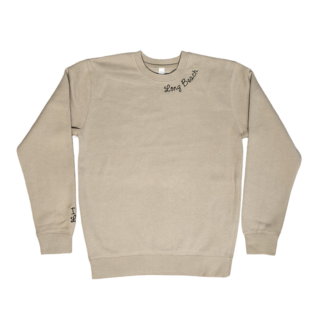 I Heart LB Embroidered Women's Oversized Cement Crewneck Sweater