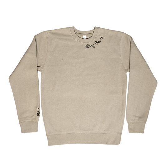 I Heart LB Embroidered Women's Oversized Cement Crewneck Sweater