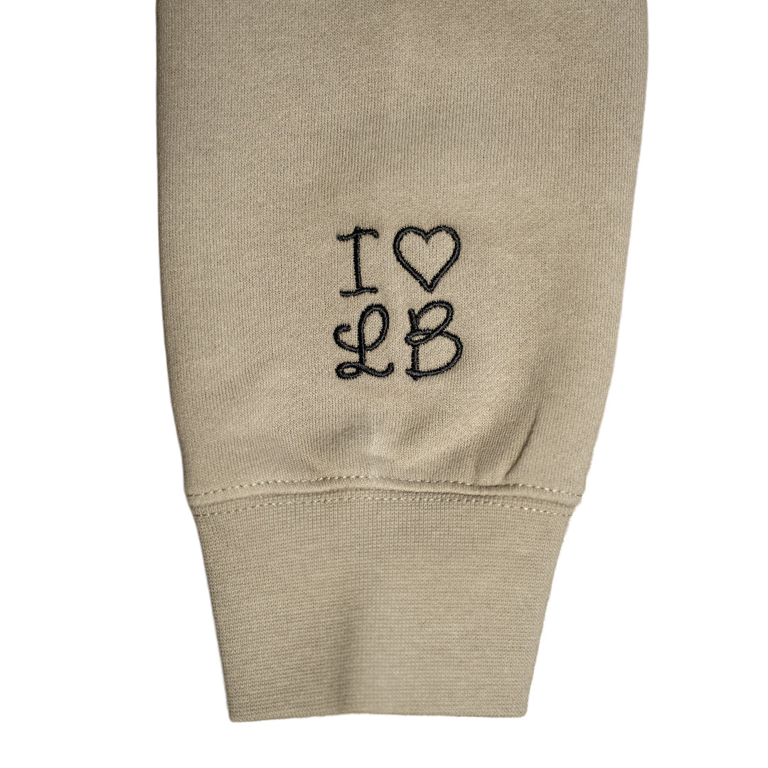 I Heart LB Embroidered Women's Oversized Cement Crewneck Sweater