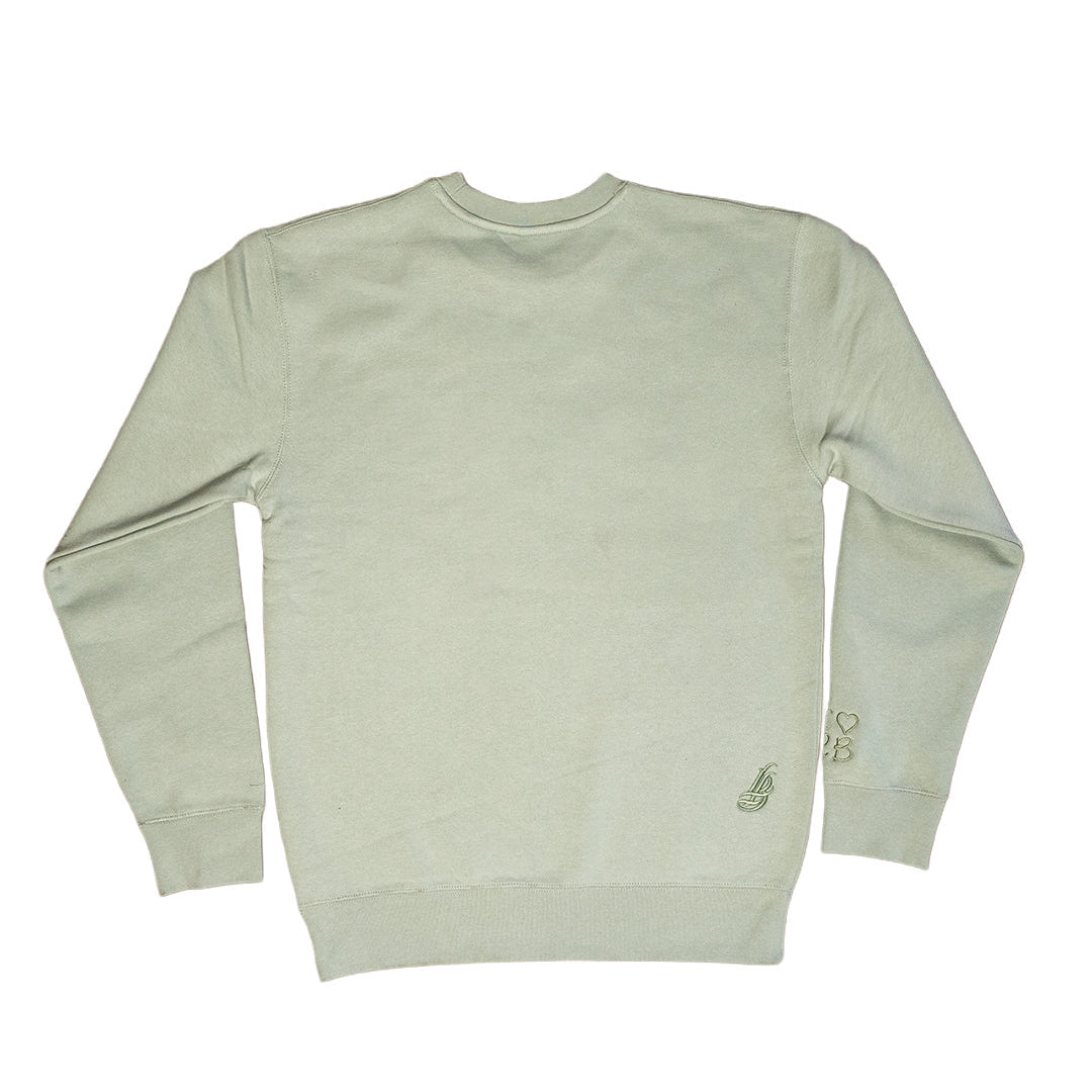I Heart LB Embroidered Women's Oversized Sage Crewneck Sweater