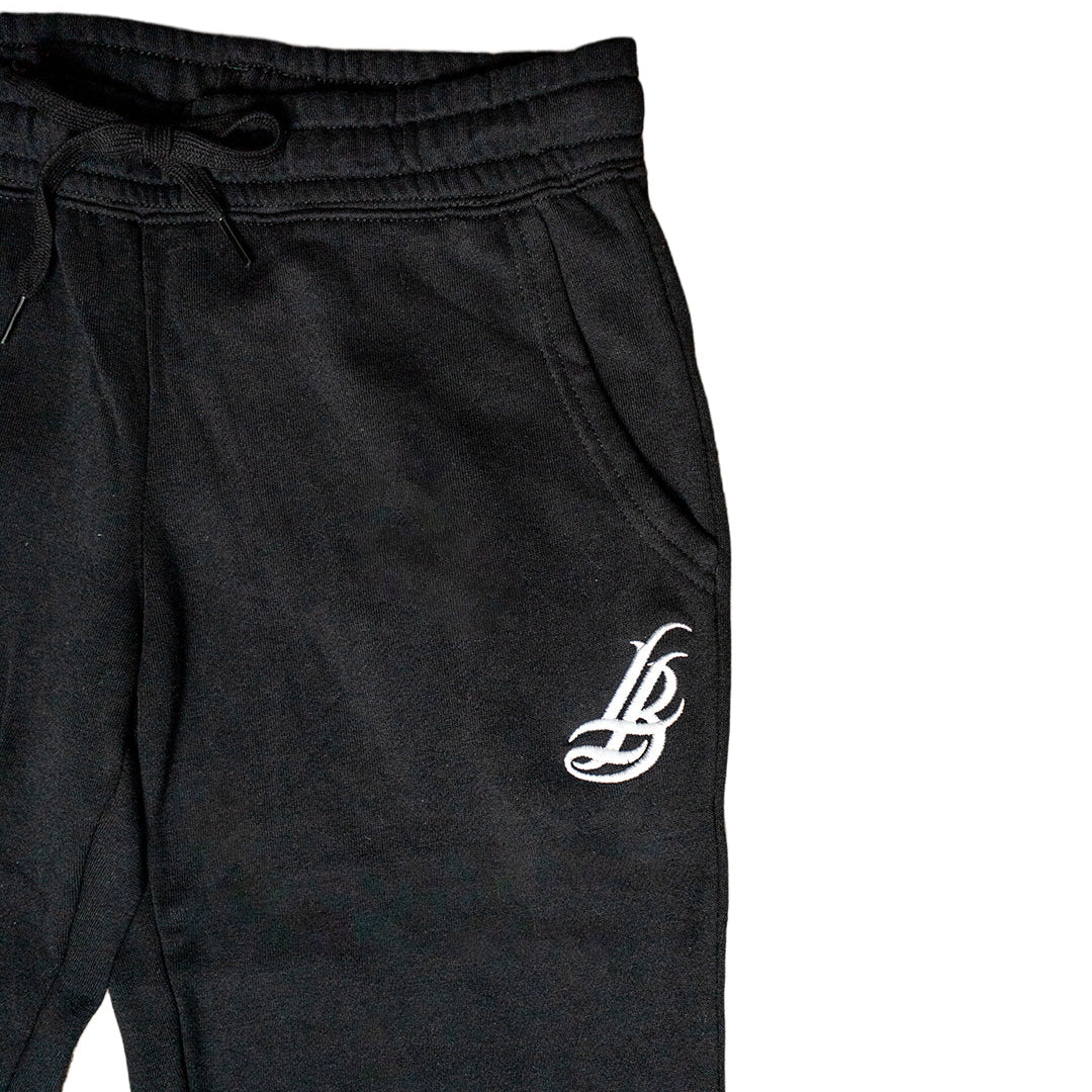 Women's Embroidered Cursive LB Black Joggers