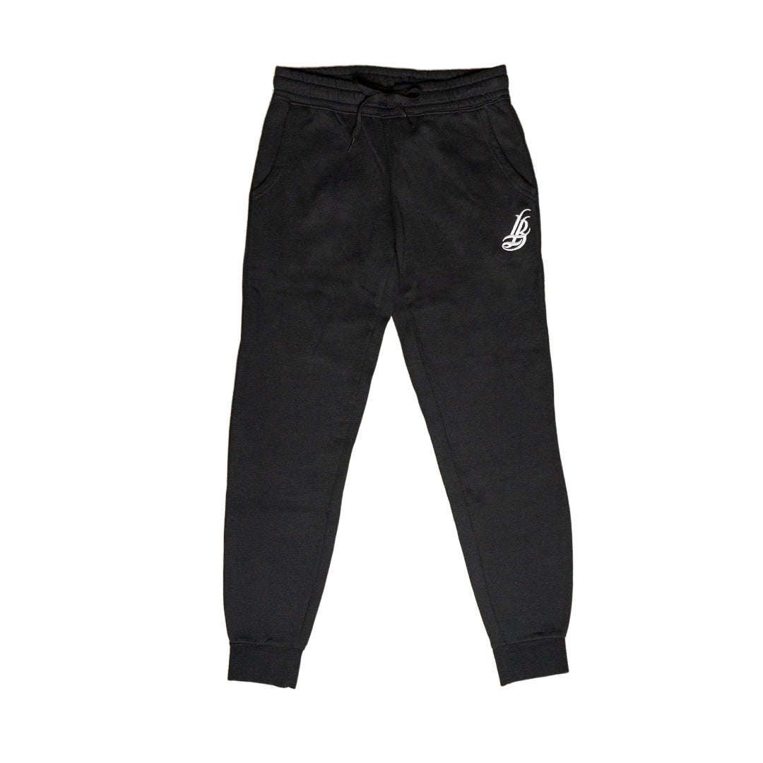 Women's Embroidered Cursive LB Black Joggers