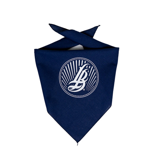 Cursive LB sunset Navy Dog Bandana