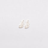 Cursive LB White Gold Plated Stud Earrings