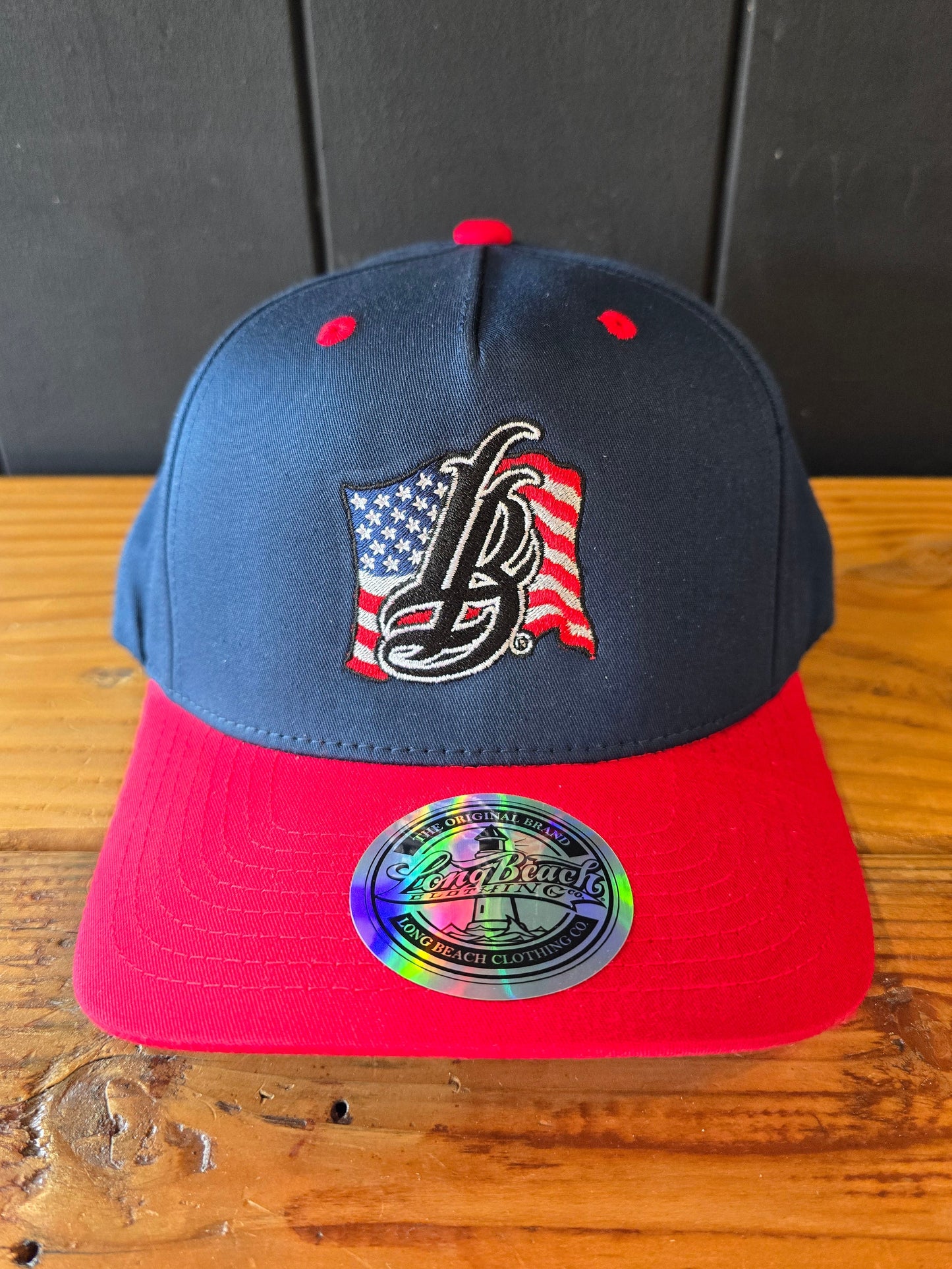Americana Cursive LB Navy & Red Baseball Hat