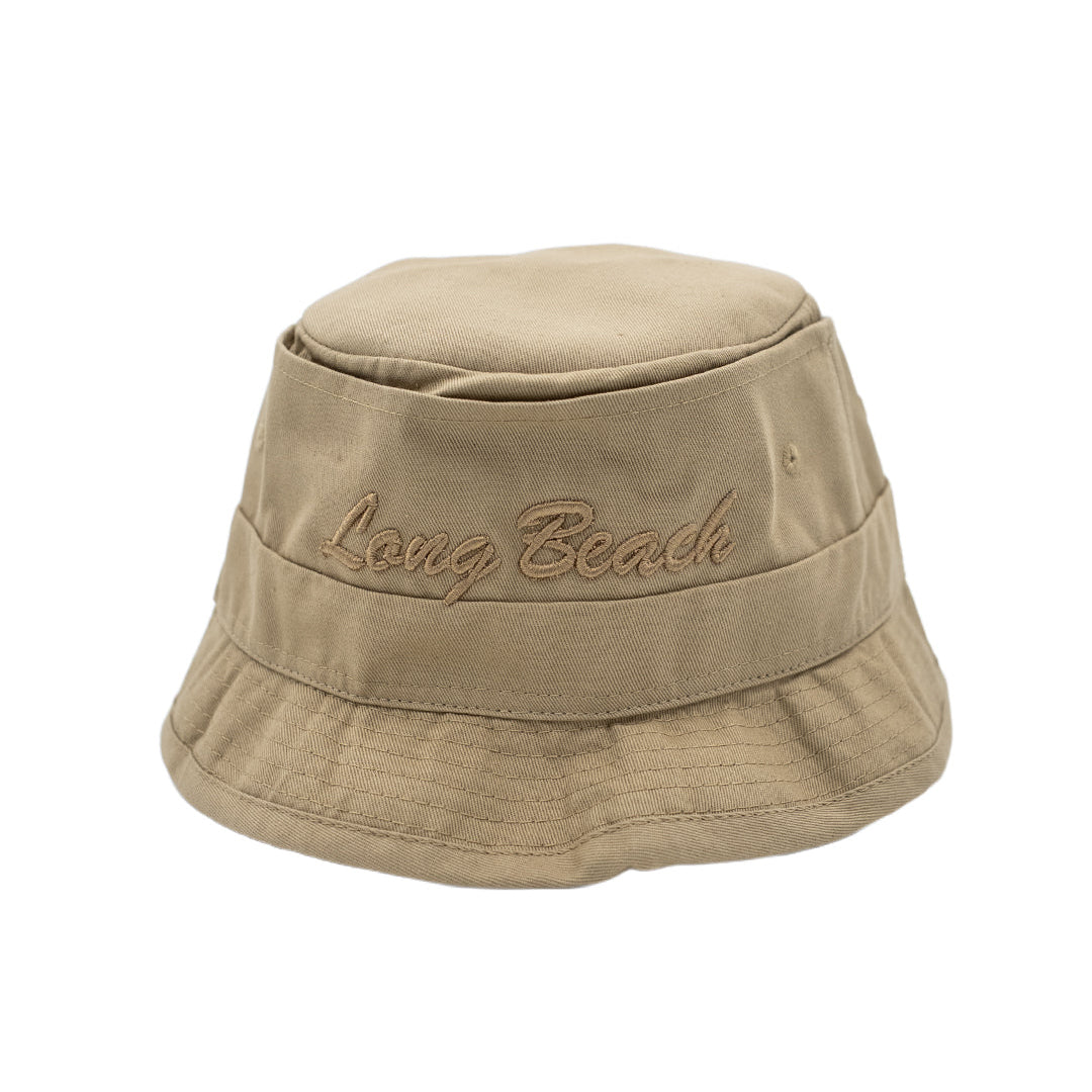 Cursive Long Beach All Khaki Bucket Hat
