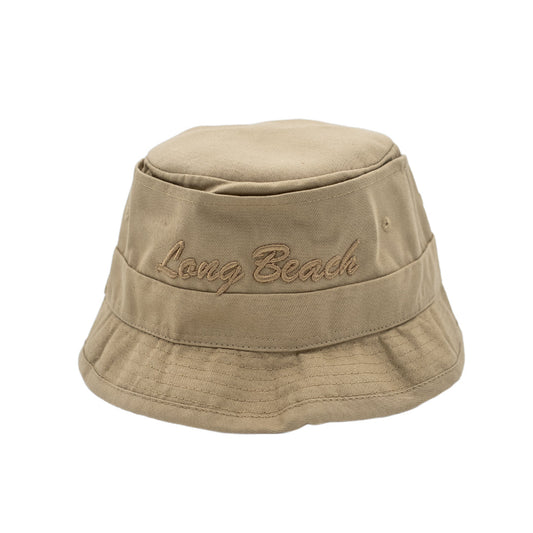 Cursive Long Beach All Khaki Bucket Hat